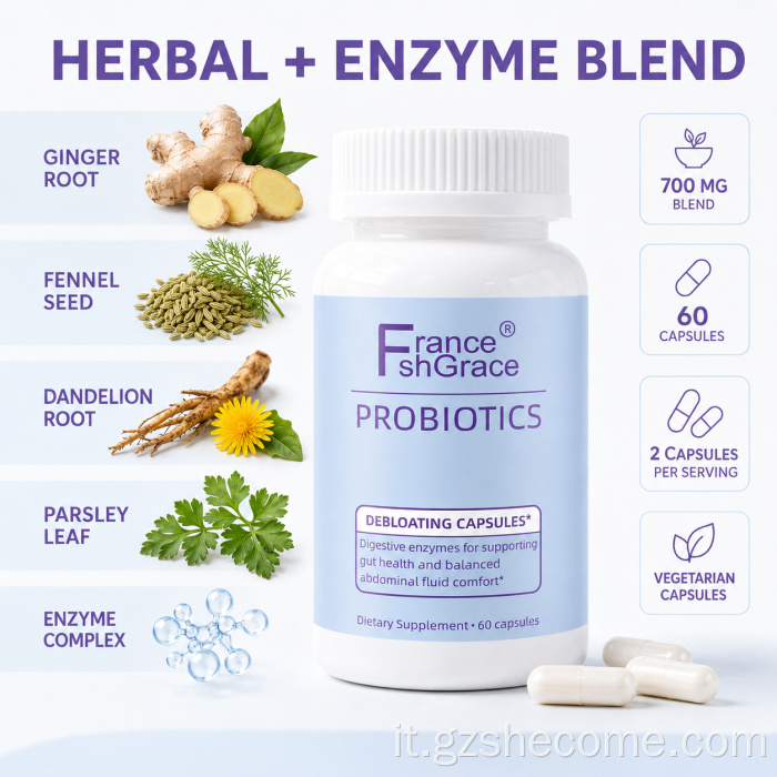 Shecome Capsule probiotiche Enzimi digestivi Salute dell'intestino